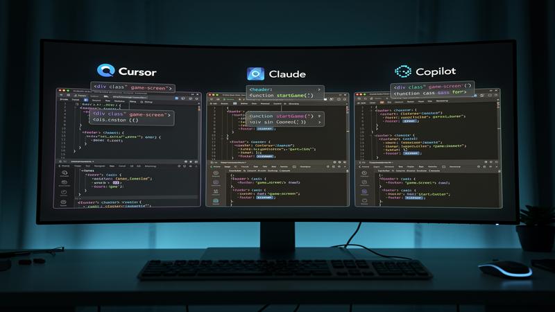 Comparison of AI coding tools Cursor Claude Code and GitHub Copilot interface