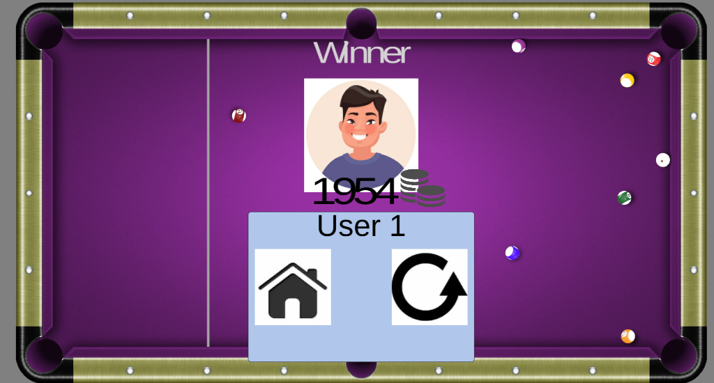 8 Ball Pool Winner Screen - Victory celebration