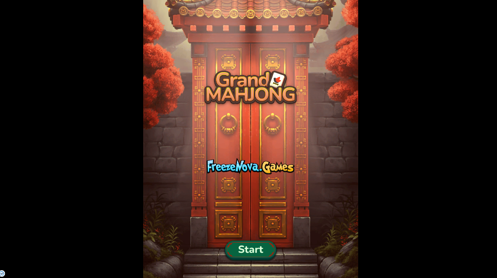 Grand Mahjong Splash Screen - A beautiful red gate entrance to the game