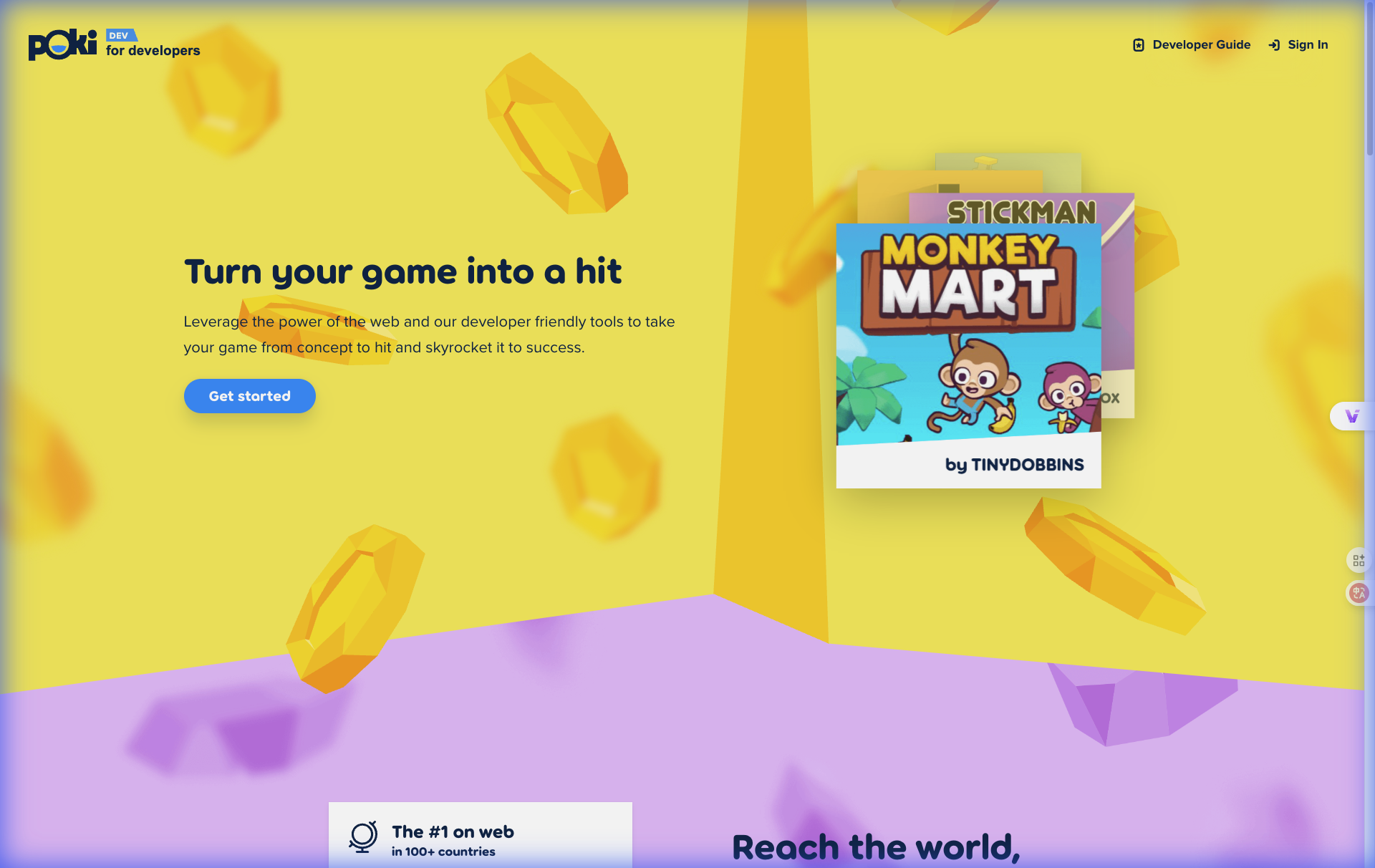 Poki for Developers Landing Page