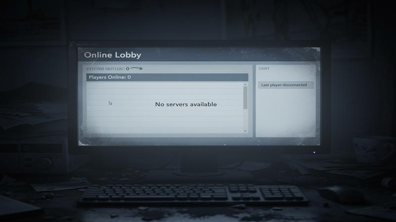 Online multiplayer game server shutdown dark screens empty lobby