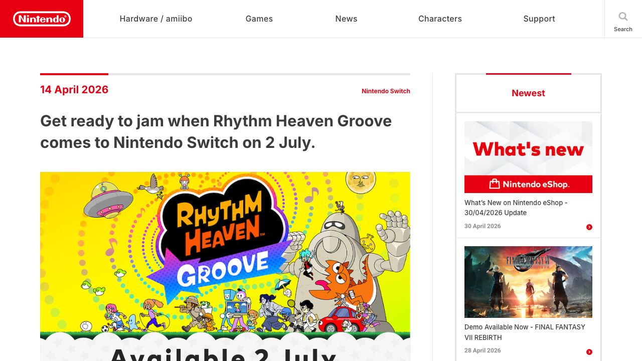 Nintendo gave Rhythm Heaven Groove a clean summer runway with a July 2 date