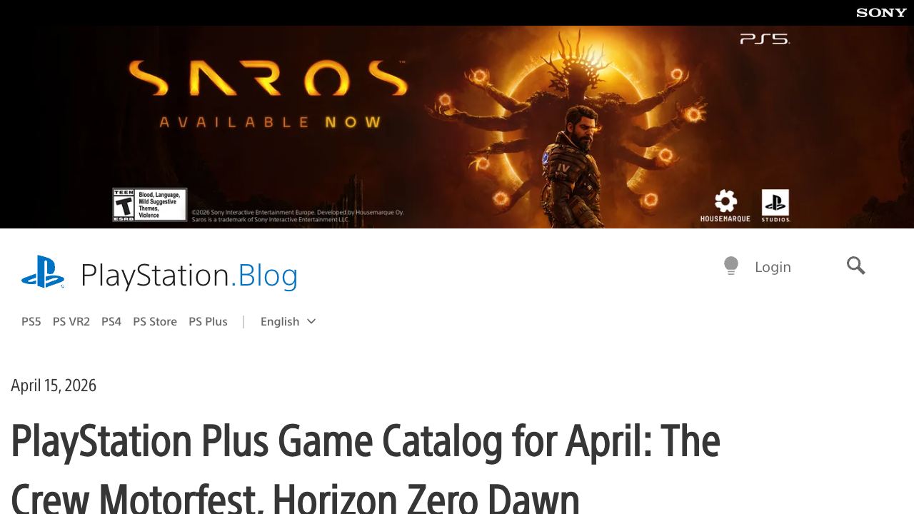 Source-page screenshot from PlayStation Plus April 2026 Game Catalog article