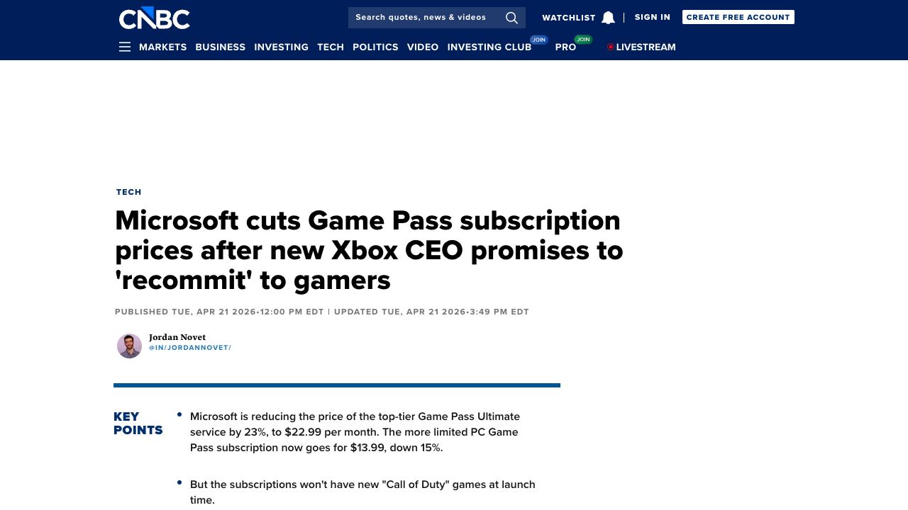 Xbox Game Pass cuts Ultimate to $22.99 but removes Call of Duty day-one access in a dramatic subscription reversal