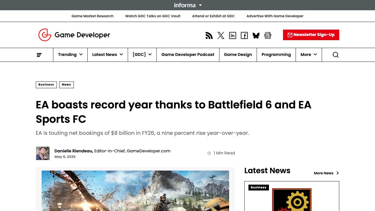 EA reports record FY26 bookings driven by Battlefield 6 and EA Sports FC