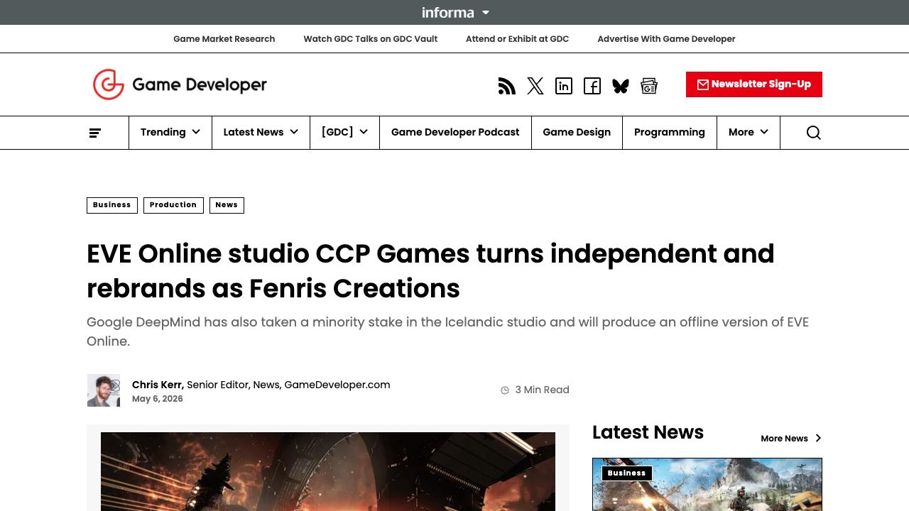 CCP Games becomes independent again and rebrands as Fenris Creations