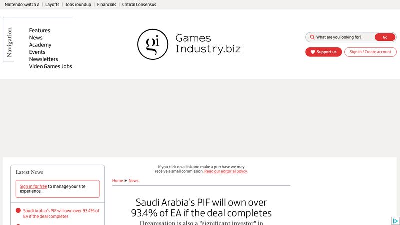 EA Saudi acquisition bid