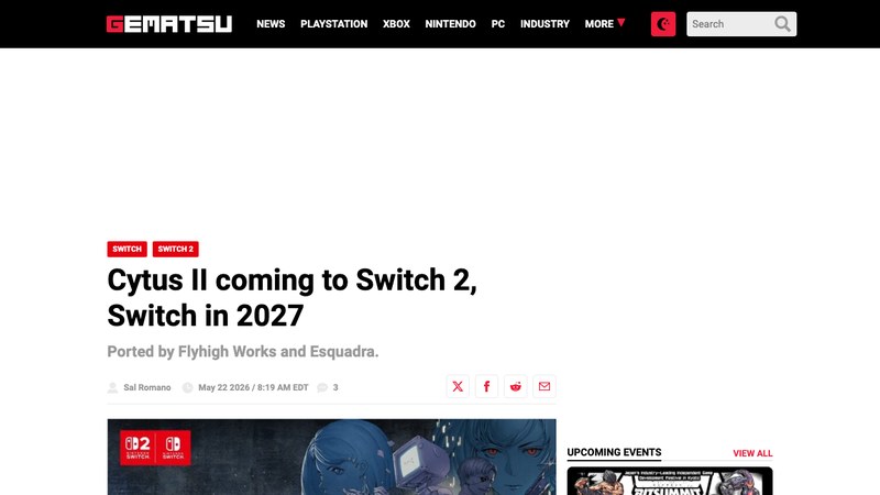 Cytus II is coming to Switch 2 and Switch in 2027