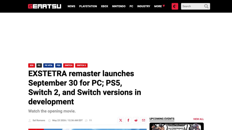 EXSTETRA remaster gets a worldwide PC date and console versions