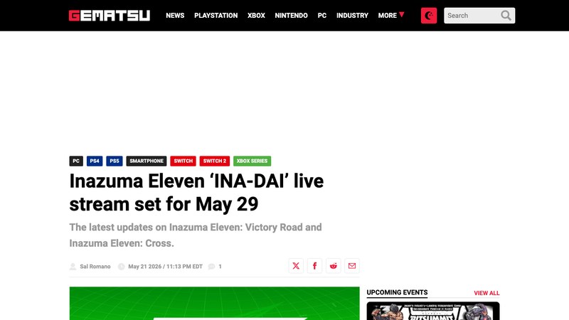 LEVEL-5 schedules an Inazuma Eleven update stream for May 29