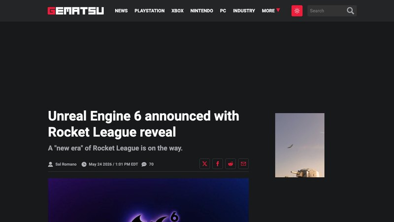 Unreal Engine 6 breaks cover through Rocket League