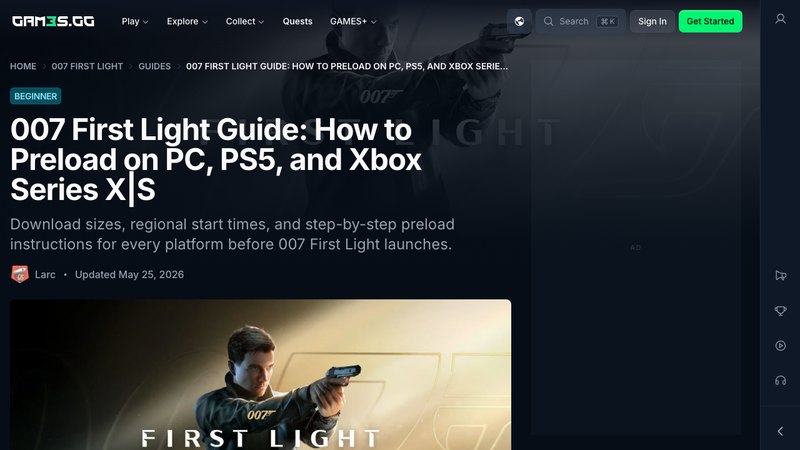 007 First Light enters its preload window before launch