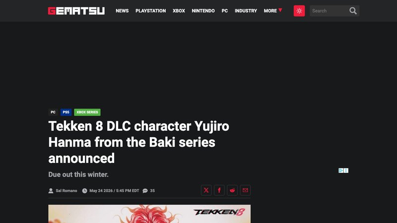 Tekken 8 adds Yujiro Hanma from Baki to its DLC plan