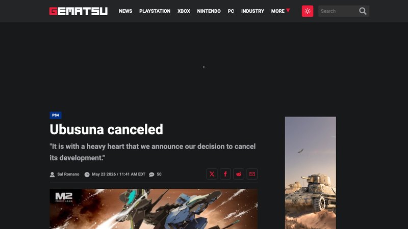Ubusuna is canceled after more than a decade in development