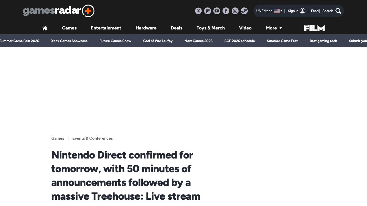Nintendo Direct confirmed with 50 minutes of Switch and Switch 2 announcements