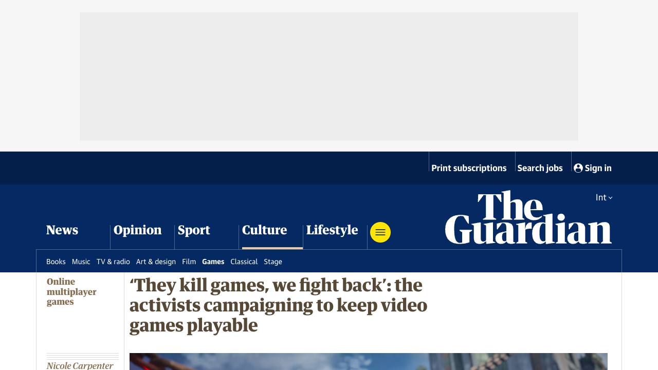 Stop Killing Games preservation campaign article page