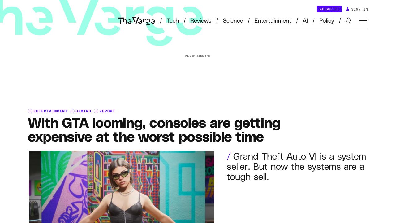 The Verge article about GTA VI and console price hikes