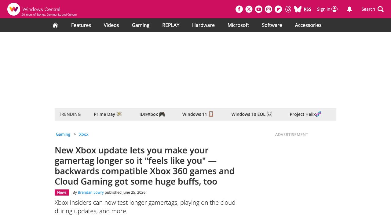 Windows Central article about a new Xbox system update