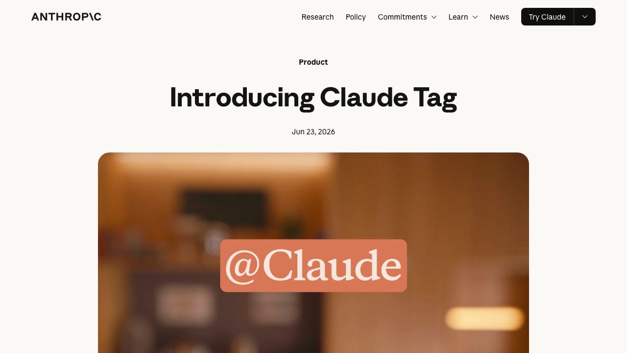 Anthropic announcement for Claude Tag