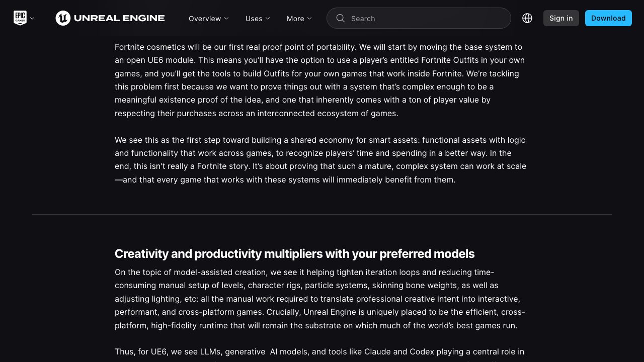 Unreal Engine 6 model-assisted creation roadmap