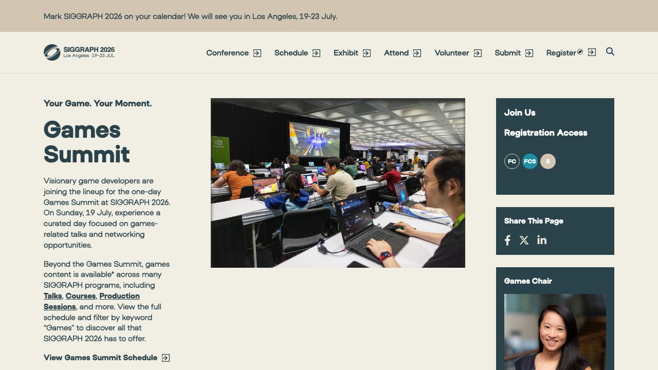 SIGGRAPH 2026 Games Summit program