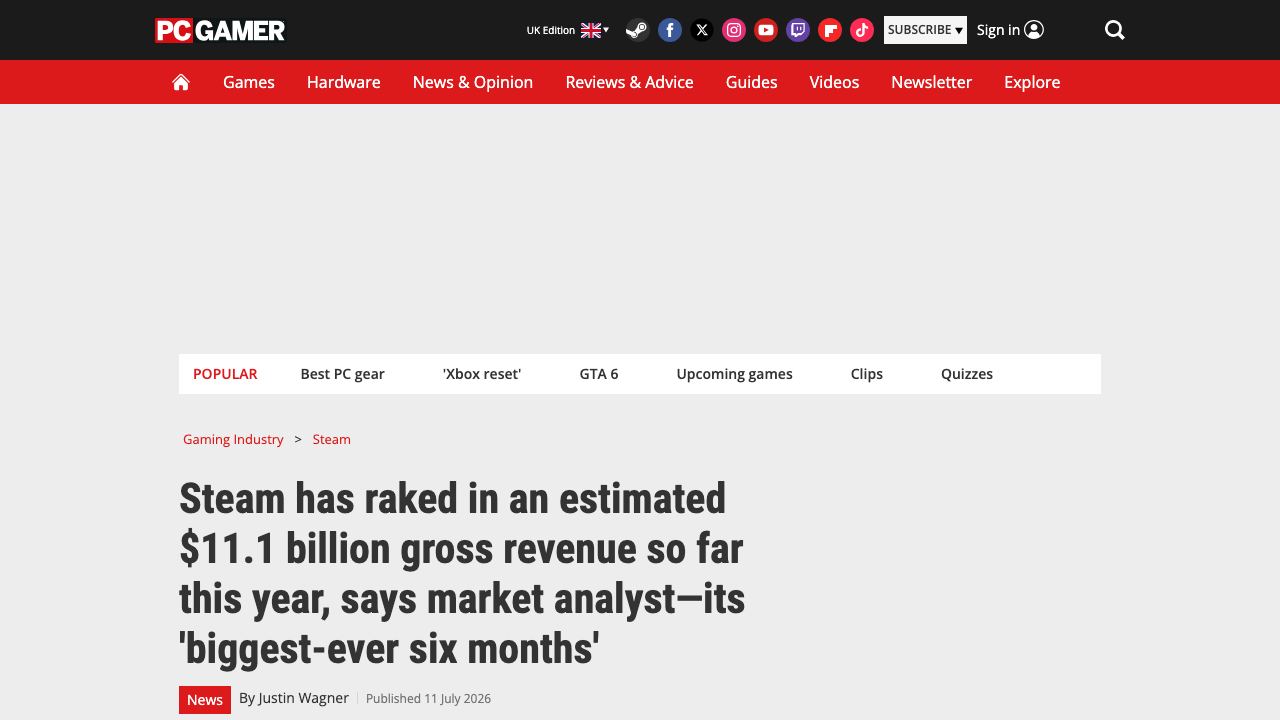 Steam revenue analysis for the first half of 2026