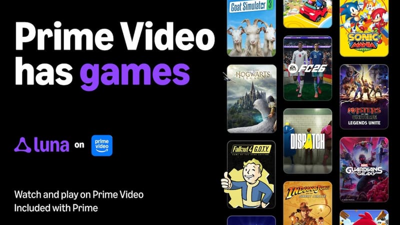 Amazon Luna games shown inside the Prime Video app