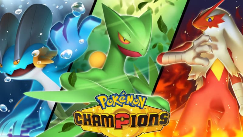 Pokémon Champions mobile battle screen and characters