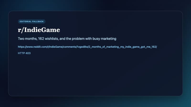 IndieGame discussion about earning 162 wishlists after two months