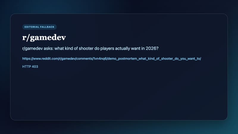 r/gamedev post-mortem asking what shooters players want in 2026
