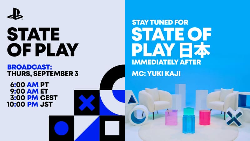 PlayStation State of Play announcement art for the September 3 streams