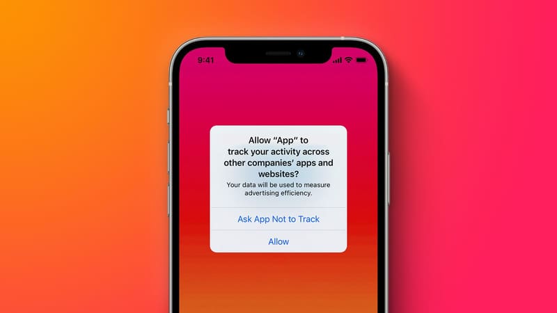 Apple App Tracking Transparency privacy prompt on an iPhone