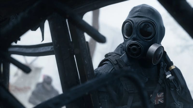 A gas-masked soldier in Modern Warfare 4 promotional artwork