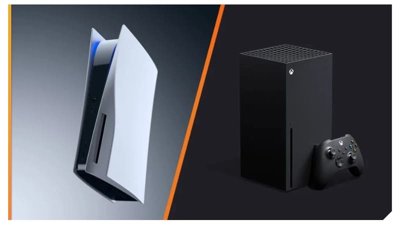 PlayStation 5 and Xbox Series X consoles shown side by side