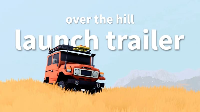 over the hill launch trailer artwork with a small off-road vehicle