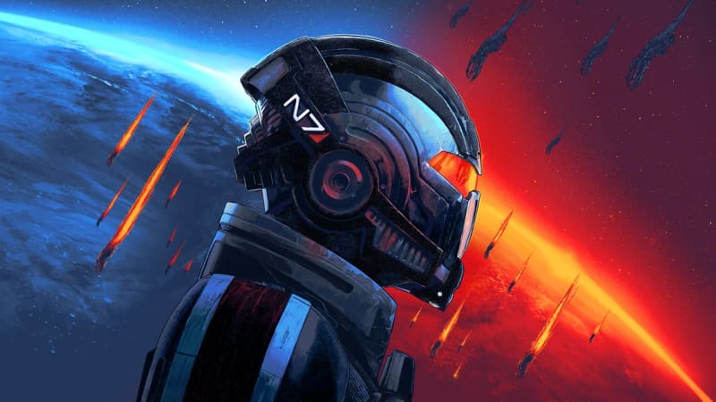 Mass Effect Legendary Edition artwork showing Commander Shepard and the crew