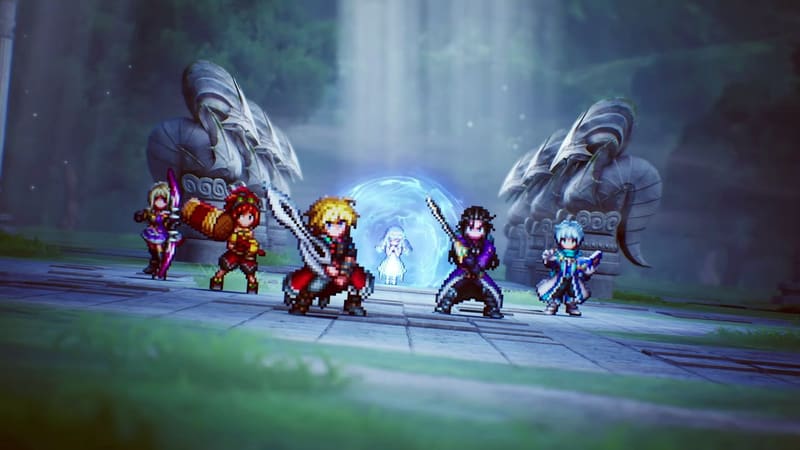 Rain and the party preparing for battle in Final Fantasy Resonance