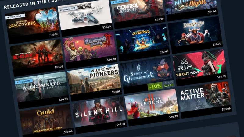 Steam Personal Calendar presenting recommended releases by date