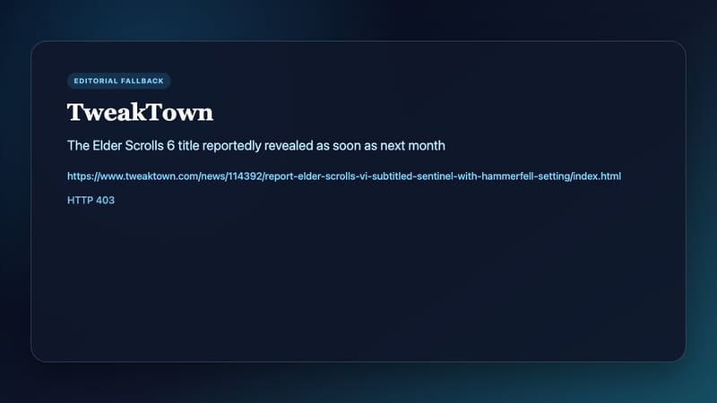 Card describing the Elder Scrolls 6 Sentinel title rumor
